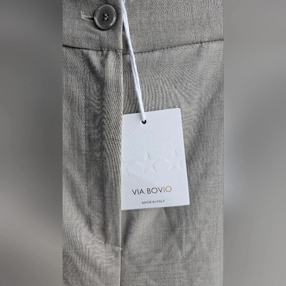 Via Bovio Italy Wide Leg Pants Trusers Side  Pockets Grey Brown Viscose size M - Picture 8 of 9